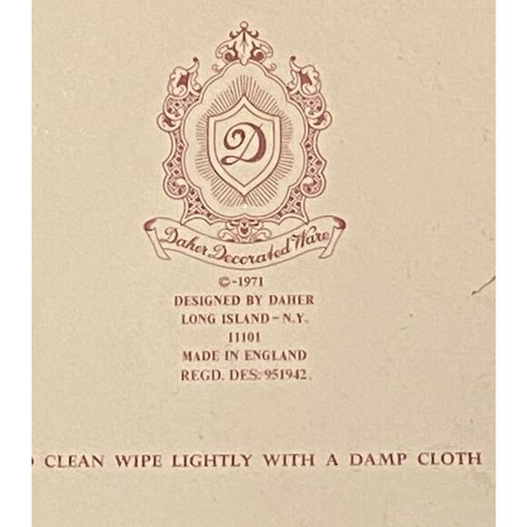 1971 Daher Decorated Ware Scalloped 10” Tin Bowl England Birds Berries 11101 - Picture 10 of 12